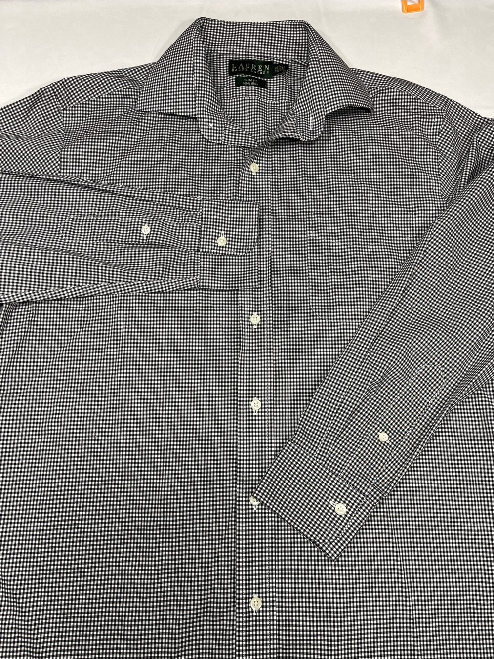 Lauren Ralph Lauren Slim Fit Non Iron Gingham Dress‎ Shirt 16.5 34/35